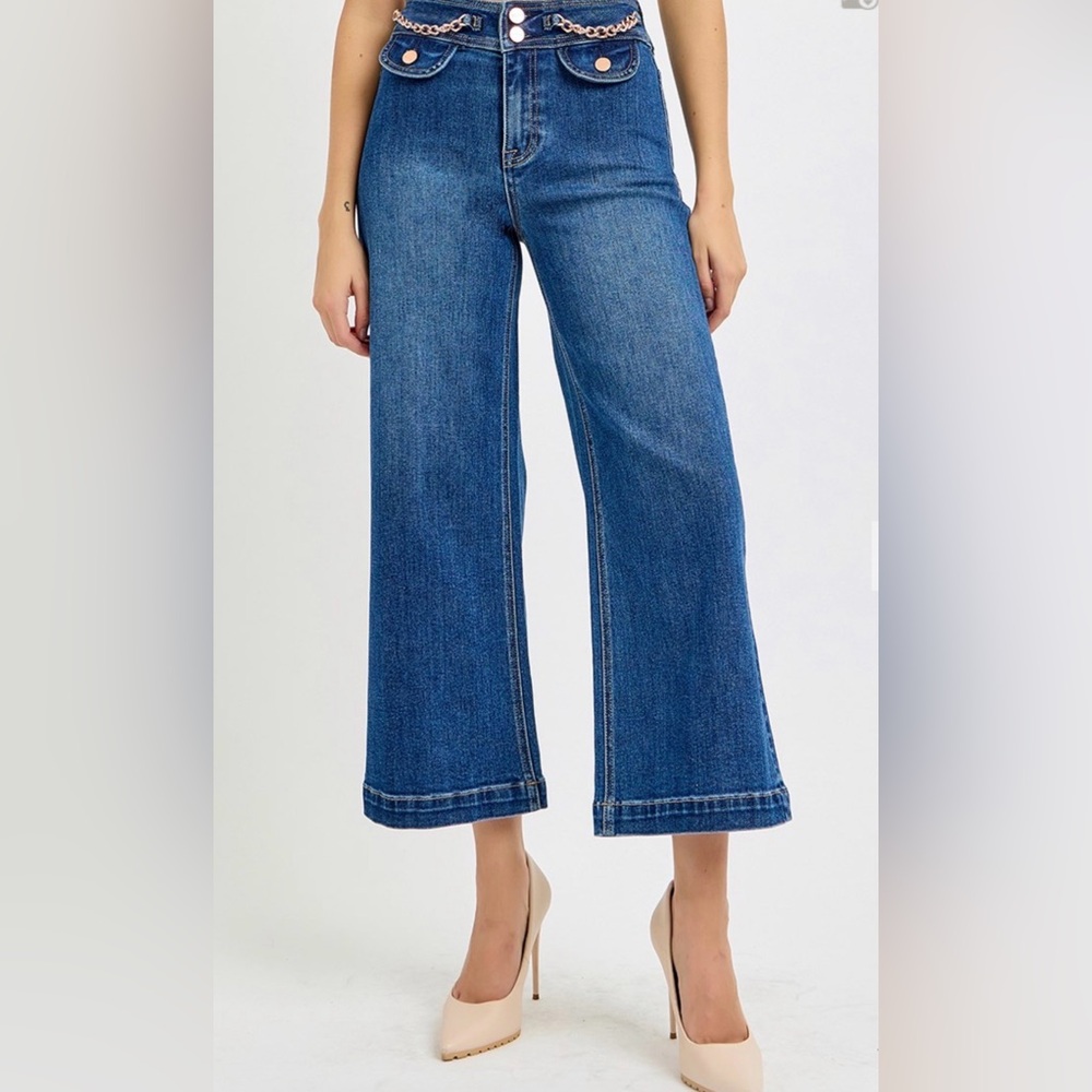 Stylish Indigo Wide Leg Women's Jeans NWT - Picture 2 of 6